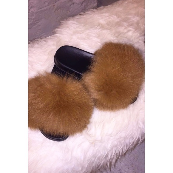 NEW! Real Fox Fur Slides / Fur Slippers - Picture 5 of 7